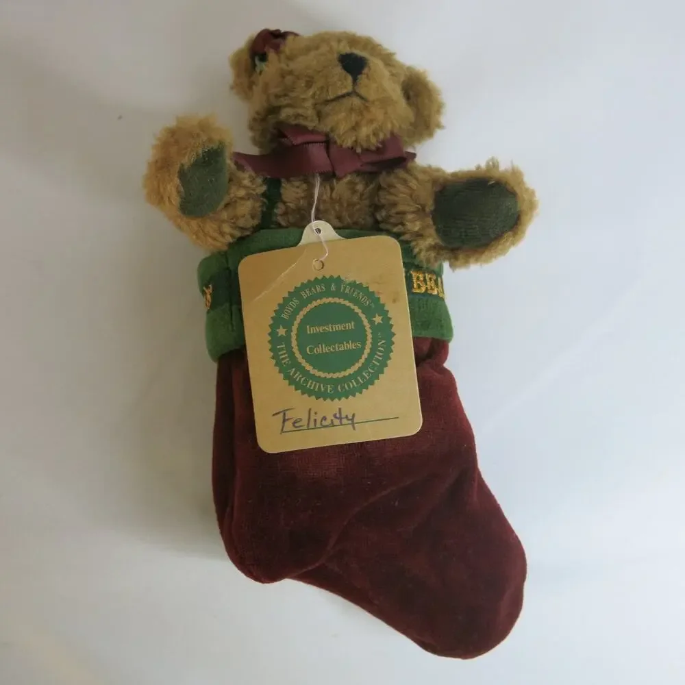 BOYDS BEARS *NWT* Felicity Archive Collection Bear in Christmas Stocking 1997